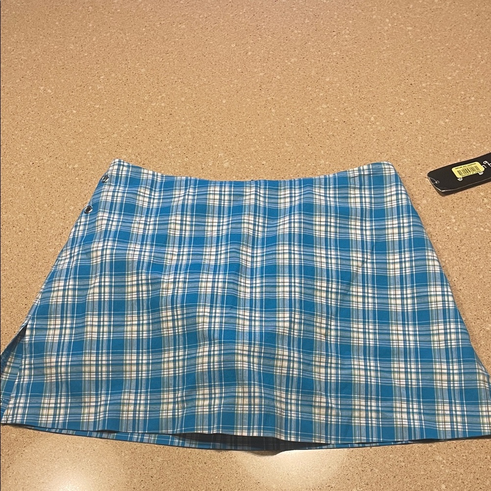 Stylish Plaid Mini Skort in Blue
